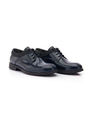 Moustache patent lace-up oxford shoes - Blue