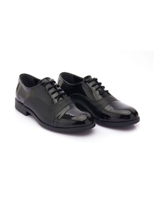 Moustache patent-leather oxford shoes - Black
