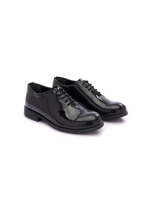 Moustache perforated-detail patent oxford shoes - Black