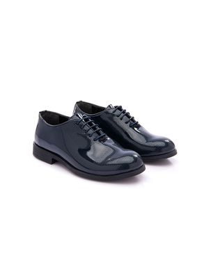 Moustache perforated-detail patent oxford shoes - Blue