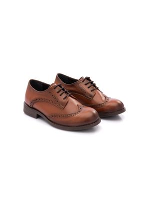 Moustache polished round-toe brogues - Brown