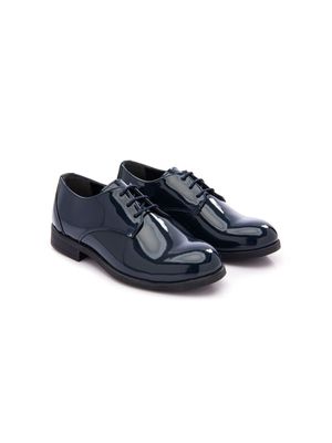 Moustache round-toe patent oxford shoes - Blue