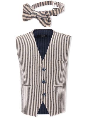 Moustache stripe-print waistcoat set - Neutrals