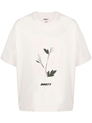 MOUTY logo-print embroidered cotton T-shirt - Neutrals