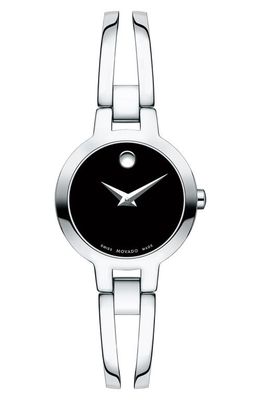 Movado Amorosa Bangle Watch, 24mm in Silver/Black/Silver 