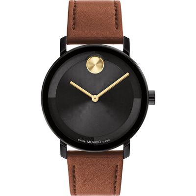 Movado Bold Evolution 2.0 Leather Strap Watch, 40mm in Black/Brown 