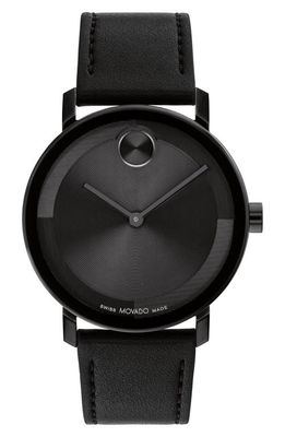 Movado Bold Evolution 2.0 Leather Strap Watch, 40mm in Black 