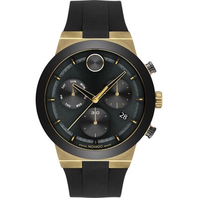 Movado Bold Fusion Chronograph Silicone Strap Watch, 44mm in Black 