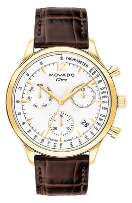 Movado Circa Chronograph Leather Strap Watch