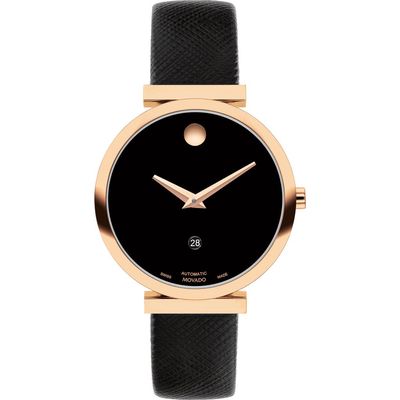 Movado Museum Classic Leather Strap Watch, 32mm in Black/black 