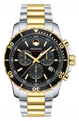 Movado 'Series 800' Chronograph Bracelet Watch, 42mm in Silver/Black/Gold 