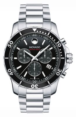 Movado 'Series 800' Chronograph Bracelet Watch, 42mm in Silver/Black/Silver 