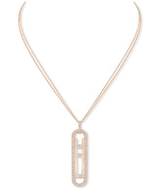 Move 18k Rose Gold 3-Diamond Pendant Necklace