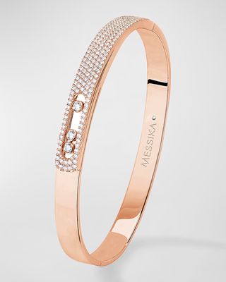 Move Noa 18K Rose Gold Diamond Bangle Bracelet, Size Medium