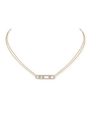 Move Pink Gold Diamond Pave Necklace