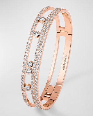 Move Romane 18K Rose Gold Diamond Bangle Bracelet, Size Medium
