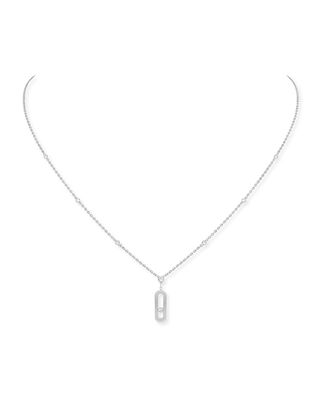 Move Uno 18k White Gold Long Diamond Necklace