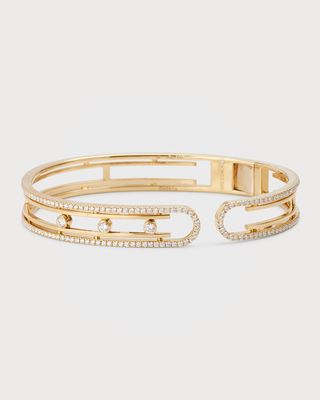 Move Uno Pave Diamond Bangle Bracelet in 18K Yellow Gold, Size Medium