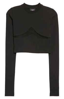 MOWALOLA Cutout Long Sleeve Crop Top in Black