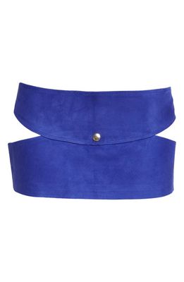 MOWALOLA Cutout Suede Micro Miniskirt in Blue Cc