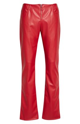 MOWALOLA Faux Leather Flare Leg Pants in Red