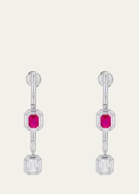 Mozambique Ruby and Diamond Drop Earrings