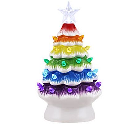 Mr. Christmas 7.5" Nostalgic Ceramic Rainbow Tr ee