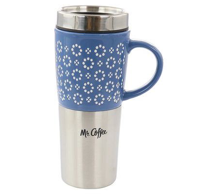 Mr. Coffee Travertine 16 Ounce Stoneware Travel Mug with Lid