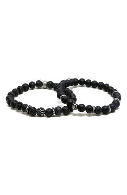 Mr. Ettika Ettika Men's Howlite Beaded Bracelet in Black 