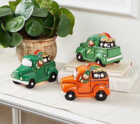 Mr. Lucky Mini Set of 3 Lit Nostalgic Pick Up Trucks