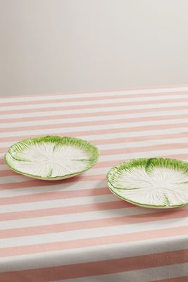 Mrs. Alice - Capri Lettuce Set Of Two Ceramic Starter Plates - Green
