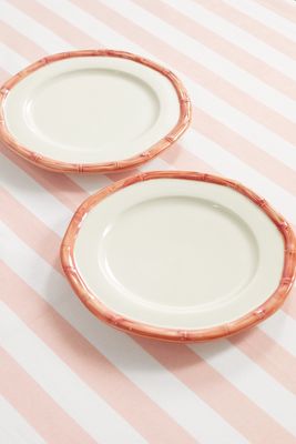 Mrs. Alice - Geometric Bamboo Set Of Two Ceramic Starter Plates - Pink