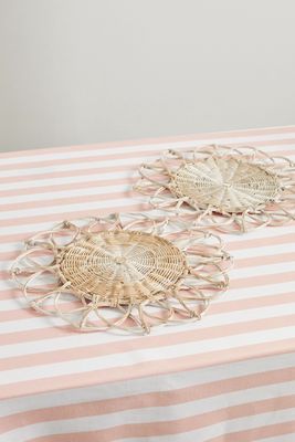 Mrs. Alice - Meredith Set Of Two Woven Rattan Placemats - White
