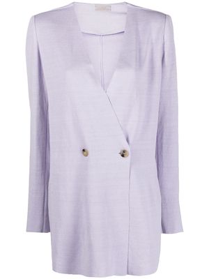 MRZ double-breasted linen coat - Purple