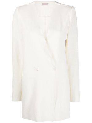 MRZ double-breasted linen coat - White