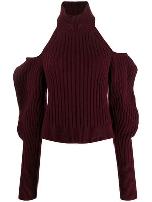 MRZ open-shoulder knitted jumper - Red