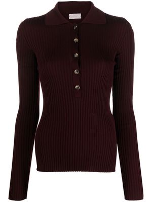 MRZ ribbed virgin wool polo top - Red