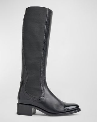 Ms. Brigitte Mixed Leather Riding Boots