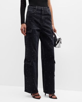 Ms. Miley Embellished High Rise Cargo Jeans
