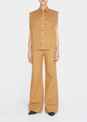 Ms. Onassis Twill Wide-Leg Jeans