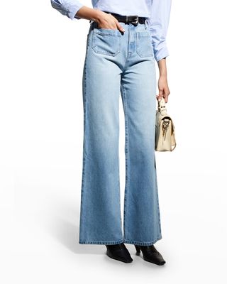 Ms Onassis Wide-Leg Patch Pocket Jeans