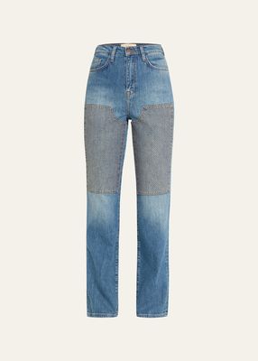 Ms. Triarchy High Rise Straight-Leg Patch Jeans