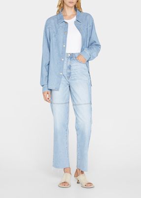 Ms. Triarchy Straight Cropped Jeans with Raw Hem