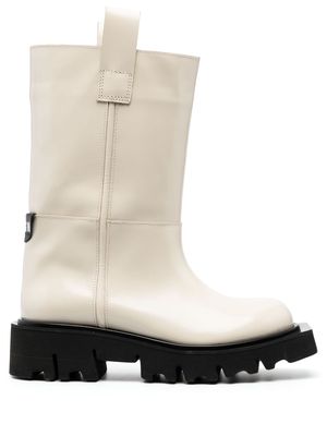 MSGM 80mm logo-patch leather boots - Neutrals