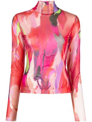 MSGM abstract-pattern long-sleeve top - Pink