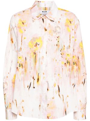 MSGM abstract-pattern poplin shirt - Pink