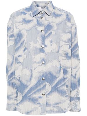 MSGM abstract-pattern print cotton-blend shirt - Blue
