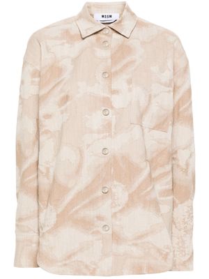 MSGM abstract-pattern print cotton-blend shirt - Neutrals