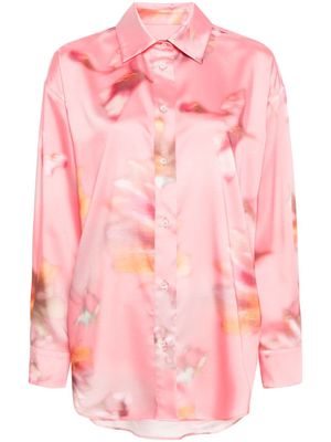 MSGM abstract-pattern print spread-collar shirt - Pink