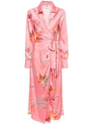 MSGM abstract-pattern print wrap dress - Pink